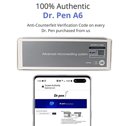 Dr. Pen Ultima A6 Professional Kit - Authentic Multi-function Wireless Electric Beauty Pen - Skin Care Kit for Face and Body - 12pins x2 (0.25mm) + 36pins x3 (0.25mm) Cartridges